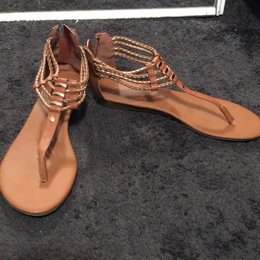 Size ten never worn brown and gold sandals
